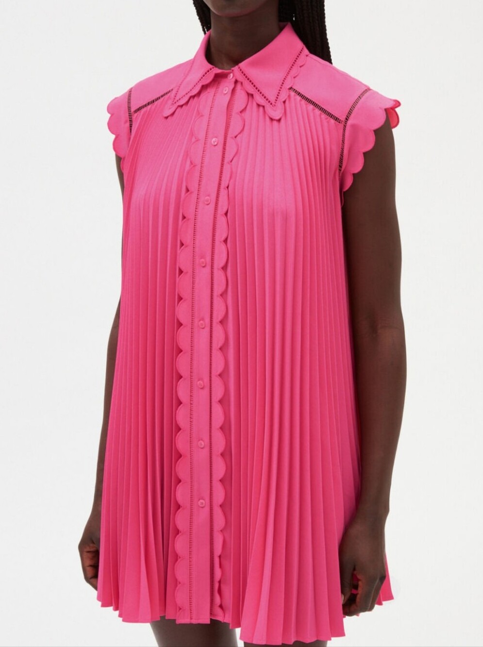 Claudie Pierlot Pink Sleeveless Pleated Dress
